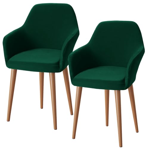 Alishomtll Stretch Stuhlhussen 2er Set Sesselbezug Stuhlbezug mit Armlehnen Abnehmbare Waschbar Schonbezug für Bürostühle Esszimmerstühle Bezug für Küche Bankett Hochzeit Party (Grün, 2 Stück) von Alishomtll