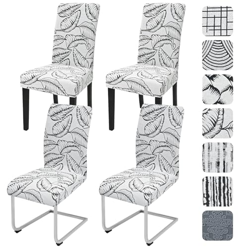 Alishomtll Stretch Stuhlhussen 4er Set Jacquard Stuhlbezug für Schwingstühle Universal Esszimmerstühle Bezug Waschbar Abnehmbar Stühle Schutz für Küche Bankett Hochzeit Party (Laub, 4pcs) von Alishomtll
