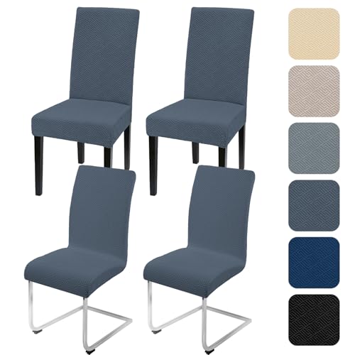 Alishomtll Stretch Stuhlhussen 4er Set Universal Stuhlbezug für Schwingstühle Jacquard Esszimmerstühle Bezug Waschbar Abnehmbar Stühle Schutz für Küche Bankett Hochzeit Party (Dunkelgrau, 4pcs) von Alishomtll