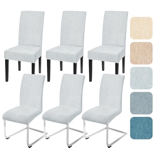 Alishomtll Stretch Stuhlhussen 6er Set Chenille Stuhlbezug für Schwingstühle Universal Esszimmerstühle Bezug Waschbar Abnehmbar Stühle Schutz für Küche Bankett Hochzeit Restaurant (Hellgrau, 6pcs) von Alishomtll