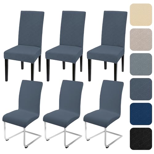 Alishomtll Stretch Stuhlhussen 6er Set Universal Stuhlbezug für Schwingstühle Jacquard Esszimmerstühle Bezug Waschbar Abnehmbar Stühle Schutz für Küche Bankett Hochzeit Party (Dunkelgrau, 6pcs) von Alishomtll