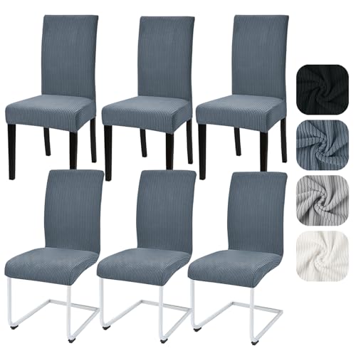 Alishomtll Stuhlhussen 6er Set Universal Stretch Stuhlhussen Schwingstuhl Elastische Abnehmbare Streifen Kurzflor Stuhlbezug Waschbarer Stühle Schutz für Küche Esszimmer Hotel Bankett (Grau, 6 Stück) Alishomtll Stuhlhussen 6er Set Universal Stretch Stuhlhussen Schwingstuhl Elastische Abnehmbare Streifen Kurzflor Stuhlbezug Waschbarer Stühle Schutz für Küche Esszimmer Hotel Bankett (Grau, 6 Stück) von Alishomtll
