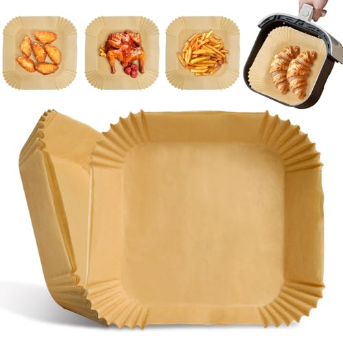 Heißluftfritteuse Backpapier, 100 Stück, Airfryer Backpapier,Antihaftbeschichtung, wasserdicht und ölfest, Einwegschalen für Luftfritteuse, Backofen und Mikrowelle (16cm) von Alissvater