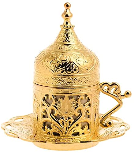 Alisveristime (1 x türkisch-griechisch-arabische Kaffee-Espressotassen-Untertasse (Lale) (Gold) von Alisveristime
