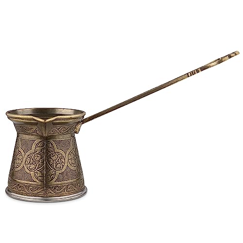 Alisveristime Authentische türkische Kaffeekanne, handgefertigt, Cezve/Ibrik, 7,9 cm breit, 7,9 cm hoch, 200 ml, verbessern Sie Ihr Kaffee-Erlebnis. (2 Tassen) (Antikgrün) von Alisveristime
