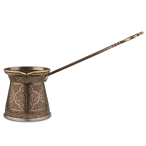 Alisveristime Authentische türkische Kaffeekanne, handgefertigt, Cezve/Ibrik, mehrere Größen und Farben erhältlich, verbessern Sie jetzt Ihr Kaffee-Erlebnis. (Antikgrün, 1 Tasse) von Alisveristime