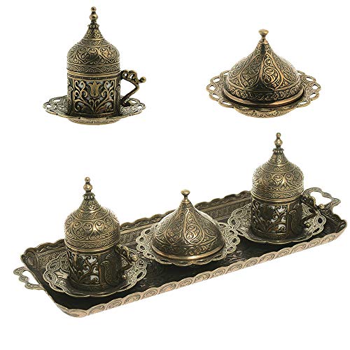 Alisveristime Ottomane Türkisch Griechisch Arabisch Espresso Kaffeetassen mit Untertasse und Deckel (2er-Set) (Lale) (Autentic) von Alisveristime