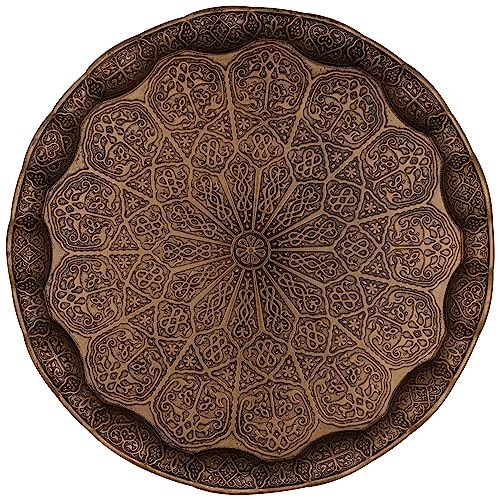 Alisveristime Türkisches Ottomanisches Serviertablett für Kaffee und Tee, 34,5 cm, Metall mit traditionellen Motiven, erhältlich in fünf Farben (Antikgrün) von Alisveristime