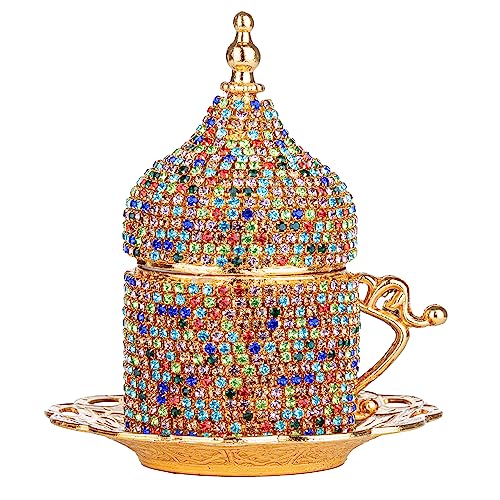 Alisveristime Türkisches Kaffeetassen-Set – authentische türkische griechische arabische Kaffee-Espressotasse mit Untertasse (Verbessern Sie Ihr Kaffeeerlebnis jetzt!) (Kristalldesign) (Kristallmix von Alisveristime