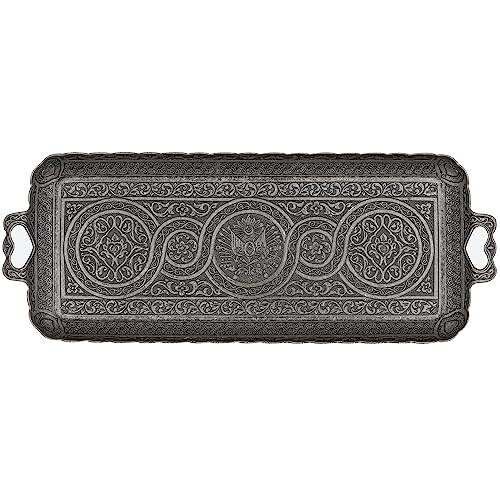 Serviertablett, rechteckig, Türkisch, für Kaffee, Tee, Getränke (kleines Tablett) (13 INC5,5 INC) (schwarz) von Alisveristime