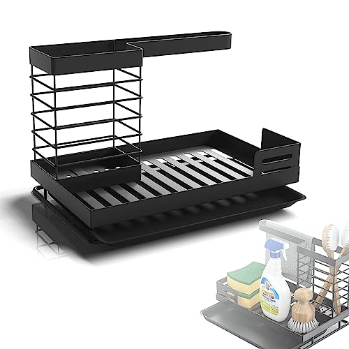 Edelstahl Spülbecken Organizer, Küchen Organizer Spüle, Spüle Caddy Organizer,Edelstahl Utensilien Korb für Küche & Badezimmer mit Abflusspfanne, Kitchen Schrubberbürste Bürste Sink Organizer von Alitamei