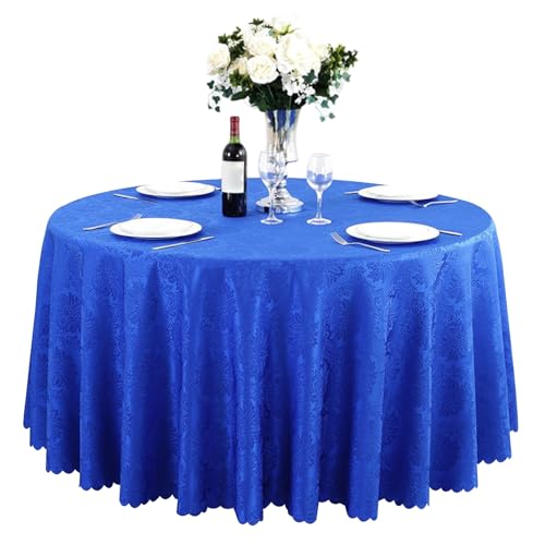 Aliuciku Runde Jacquard-Tischdecke, Klassische Tischdecke mit Blumenmuster für Hotelparty-Dinner Maschinenwaschbar(A-Blue,220cm) von Aliuciku