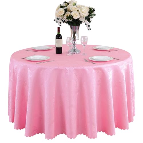 Aliuciku Runde Jacquard-Tischdecke, Klassische Tischdecke mit Blumenmuster für Hotelparty-Dinner Maschinenwaschbar(A-Pink,220cm) von Aliuciku