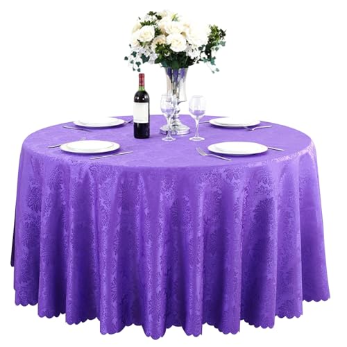 Aliuciku Runde Jacquard-Tischdecke, Klassische Tischdecke mit Blumenmuster für Hotelparty-Dinner Maschinenwaschbar(A-Purple,180cm) von Aliuciku