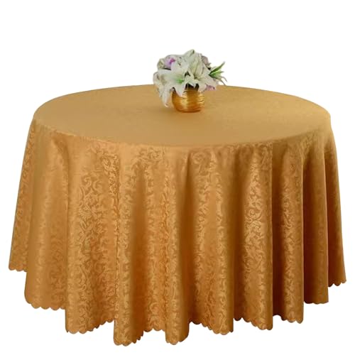 Aliuciku Runde Jacquard-Tischdecke, Klassische Tischdecke mit Blumenmuster für Hotelparty-Dinner Maschinenwaschbar(B-SandBrown,240cm) von Aliuciku