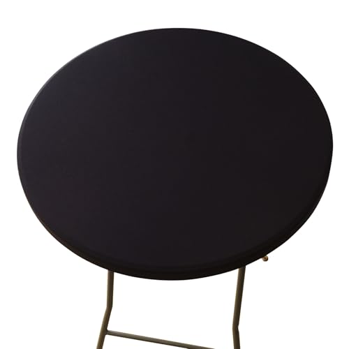 Aliuciku Runde Tischdecke, rutschfeste Stretch-Tischdecke Waschbar für Zuhause Restaurant Festival Party Garten(Black,110cm) von Aliuciku