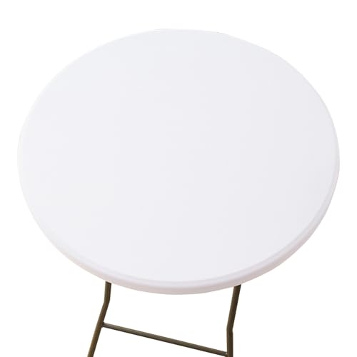 Aliuciku Runde Tischdecke, rutschfeste Stretch-Tischdecke Waschbar für Zuhause Restaurant Festival Party Garten(White,100cm) von Aliuciku