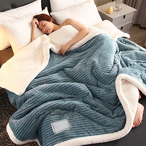 Aliuciku Warme Decke Anti Pilling Plüsch Wärmedecken Für Bett Weichkorallen Fleece Stoff Quilt (Color : Steelblue-1, Size : 150x200cm) von Aliuciku