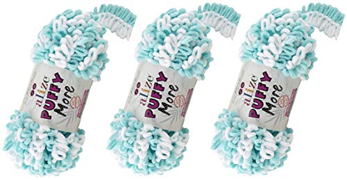 Alize Puffy Loop Yarn More Yarn Lot of 3skn 450,8 g 38 Yds 100% Micropolyester No Needles No Hooks Soft Yarn Blanket Velvet Yarn Easy Knitting Yarn (6269) von Alize
