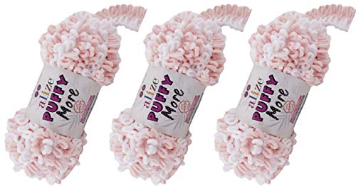 Alize Puffy Loop Yarn More Yarn Lot of 3skn 450,8 g 38 Yds 100% Micropolyester No Needles No Hooks Soft Yarn Blanket Velvet Yarn Easy Knitting Yarn (6272) von Alize