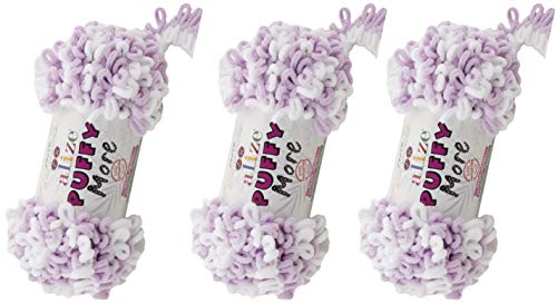 Alize Puffy Loop Yarn More Yarn Lot of 3skn 450,8 g 38 Yds 100% Micropolyester No Needles No Hooks Soft Yarn Blanket Velvet Yarn Easy Knitting Yarn (6291) von Alize
