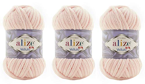 Alize Velluto Babydecke, 100 % Micropolyester, Garn, 3 Knäuel, 225 Meter, 3 x 100 g, Garngewicht: Super Bulky 6 (340 Puder) von Alize