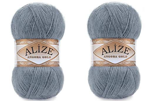 20 % Wolle, 80 % Acryl, weiches Garn, Alize, Angora, Goldfaden, Häkeln, 200 g, 1204 m, Spitze, Handstricken, türkisches Garn (87 mittelgrau) von Alize