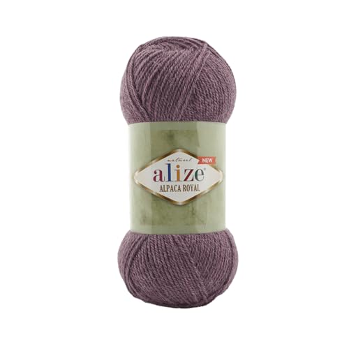 5 x 100 Gramm Alize Alpaka Royal Strickwolle, 500 Gramm Strickgarn einfarbig mit 15% Alpakawolle (618 altrosa) von Alize