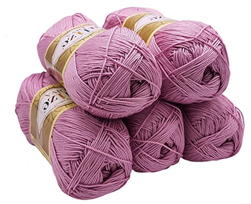 5 x 100 Gramm Wolle Diva Batik einfarbig, 500 Gramm merzerisierte Strickwolle microfiber-Acryl (flieder hell 291) von Alize