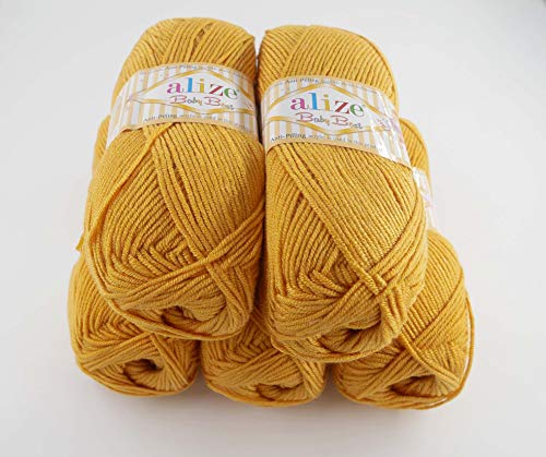 5 x 100g Strickgarn Alize Baby Best Uni, Antipilling türkische Wolle (281) von Alize