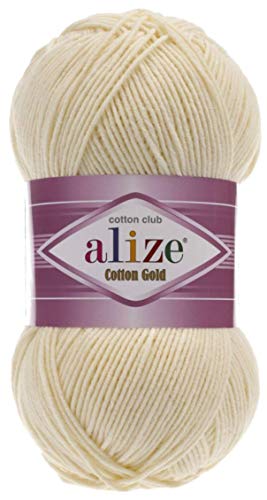 55% Baumwolle, 45% Acryl, Alize Baumwolle, Goldgarn, 1 Knäuel, 100 g, 360 yds (1-creme) von Alize