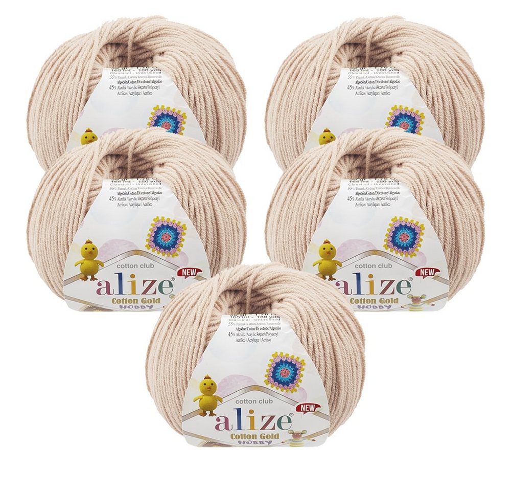 Alize 10 x ALIZE COTTON GOLD HOBBY NEW 67 CANDLE LIGHT Häkelwolle, 330 m, Baumwolle-Acrylwolle, Amigurumi von Alize