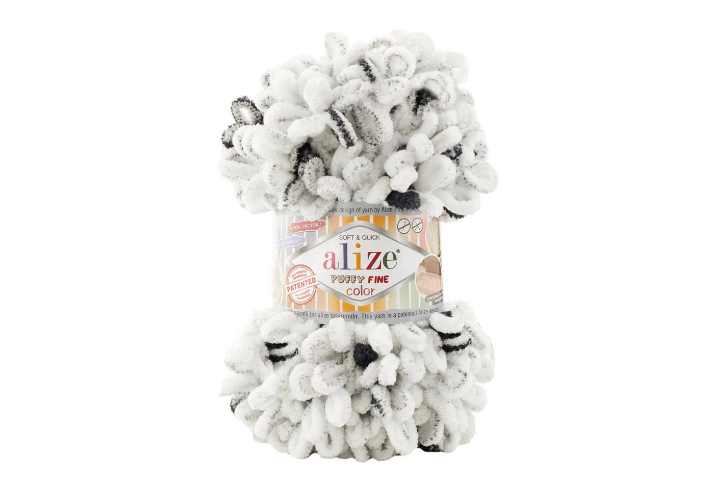 Alize 100g Strickgarn ALIZE Puffy Fine Color, Fingerstrick-Wolle Häkelwolle, 14 m, 7646 von Alize