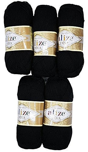 Alize 5 x 100 g Diva Batik Strickwolle, 500 Gramm merzerisierte Strickwolle, Acryl von Alize