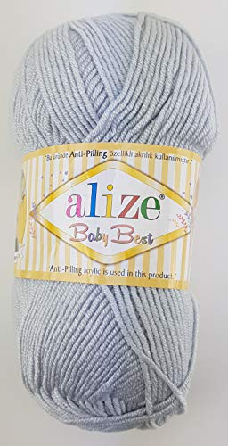 Alize 5 x 100g Strickgarn Baby Best Uni, Antipilling türkische Wolle (224) von Alize