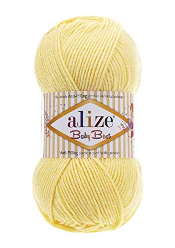 Alize 5 x 100g Strickgarn Baby Best Uni, Antipilling türkische Wolle (250) von Alize