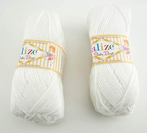 Alize 5 x 100g Strickgarn Baby Best Uni, Antipilling türkische Wolle (55) von Alize