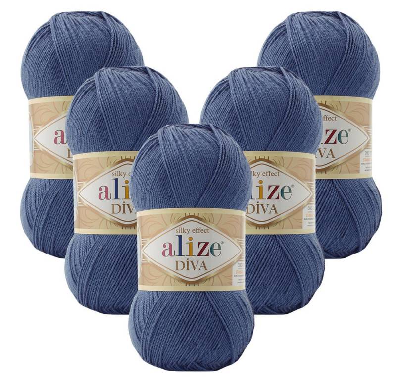 Alize 5 x ALIZE Diva Häkelwolle, 350 m, Spitze,Acrylgarn,Seideneffekt,Häkelkunst von Alize