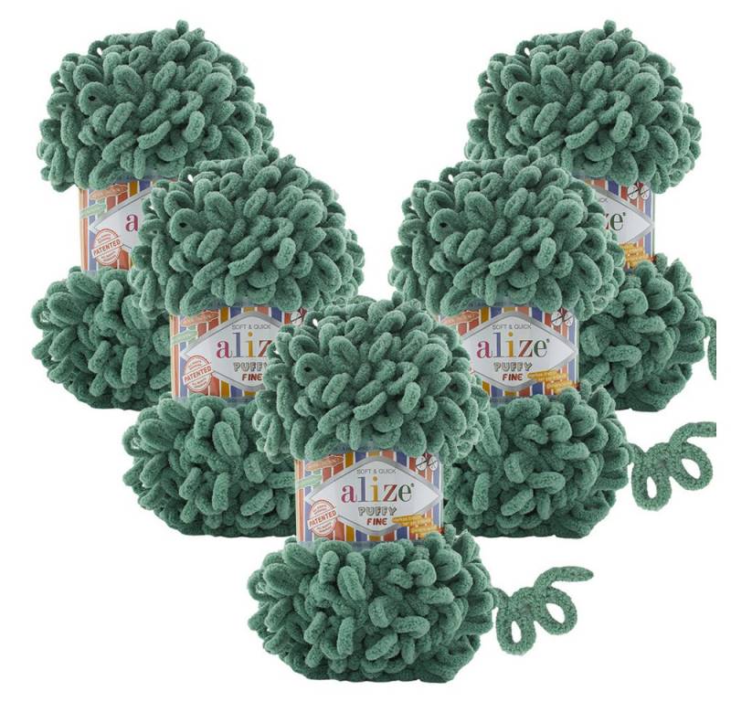 Alize 5 x ALIZE Puffy Fine Häkelwolle, 14 m (500 Meter), Chenillegarn,Amigurumi,Handstrickgarn,Blanket Small Loop von Alize