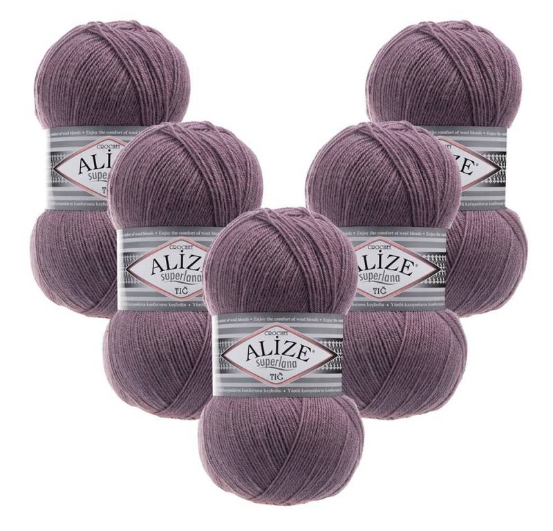 Alize 5 x ALIZE Superlana Tig Häkelwolle, 570 m, Handstrickgarn, Fein,Häkeln,Stricken von Alize