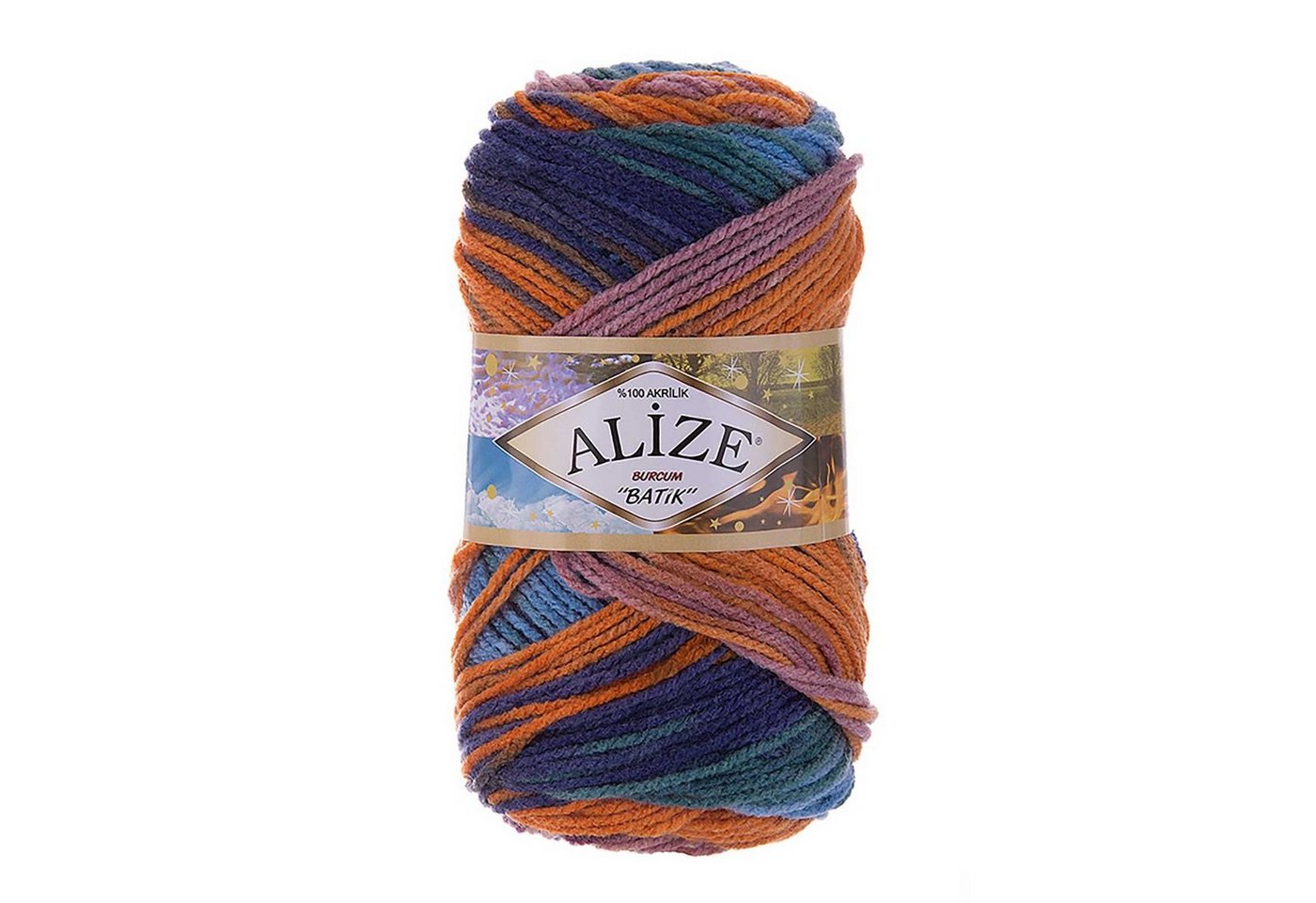 Alize 500g Strickgarn ALIZE BURCUM Batik Wolle Winter Handstrickgarn Effektgarn, 1050 m, 7919 blau orange lila von Alize