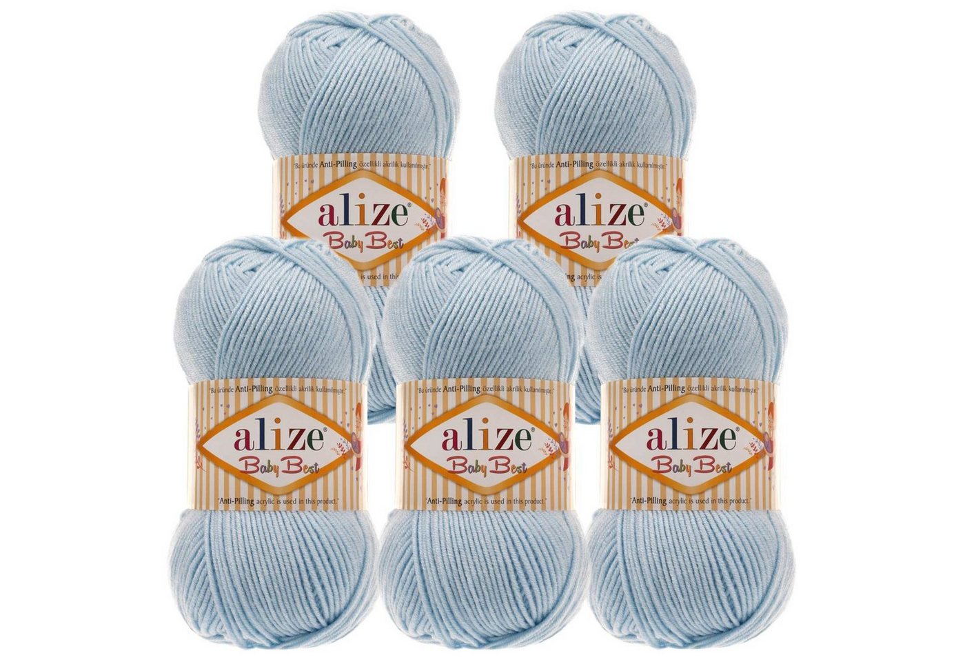 Alize 500g Strickgarn ALIZE Baby Best uni Häkelwolle, 240 m, 183 light blue blau von Alize
