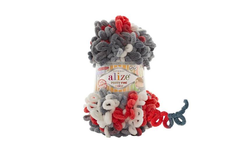 Alize 500g Strickgarn ALIZE Puffy Fine Color, stricken ohne Nadeln Häkelwolle, 14 m (5 Knäuel, 5-St), 6518 von Alize