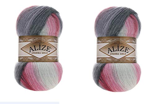 Alize Angora Gold Batik Garn 20% Wolle 80% Acryl Lot of 2skn 200gr 1204yds Faden Häkeln Spitze Handstricken Türkisches Garn (1602) von Alize