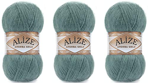 Alize Angora Gold Garn 20% Wolle 80% Acryl Lot of 300gr 1805yds Thread Crochet Lace Hand Knitting Turkish Yarn (164-Azur) von Alize