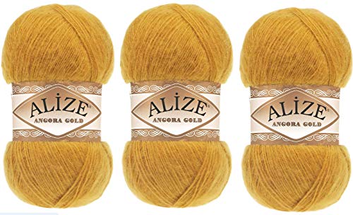 Alize Angora Gold Garn 20% Wolle 80% Acryl Lot of 3skn 300g 1805yds Thread Crochet Hand Knitting türkisches Garn (2) von Alize