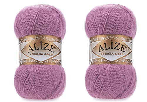 Alize Angora Gold Yarn 20% Wool 80% Acrylic Soft Yarn Crochet Lot of 2skn 200gr 1204yds Lace Hand Knitting Turkish Yarn (28 Rose) von Alize