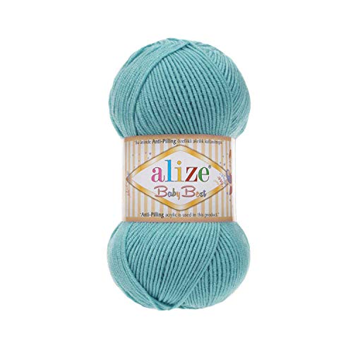 Alize Baby Best Soft Baby Yarn, Worsted Yarn 90% Anti-Pilling Acrylic 10% Bamboo, Lot of 4. Each Skein 3.5 oz (100 g) 262 yards (240 m) (164 - azur) von Alize
