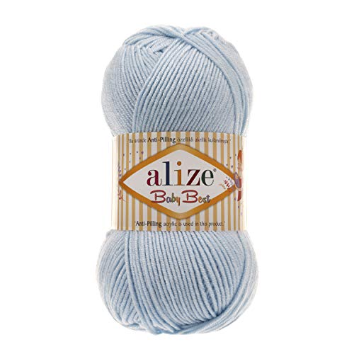 Alize Baby Best Soft Baby Yarn, Worsted Yarn 90% Anti-Pilling Acrylic 10% Bamboo, Lot of 4. Each Skein 3.5 oz (100 g) 262 yards (240 m) (183 - light blue) von Alize