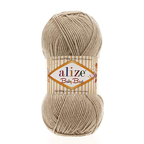 Alize Baby Best Soft Baby Yarn, Worsted Yarn 90% Anti-Pilling Acrylic 10% Bamboo, Lot of 4. Each Skein 3.5 oz (100 g) 262 yards (240 m) (256 - beige) von Alize